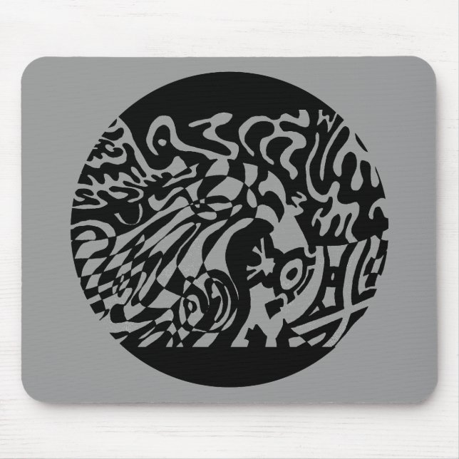 "Robot Dreams" Abstrakte Kunst im B&W Mousepad (Vorne)