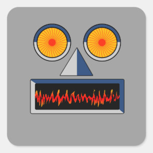 Robot-Face-Sticker Quadratischer Aufkleber