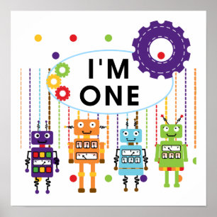Robot First Birthday Tshirts und Geschenke Poster