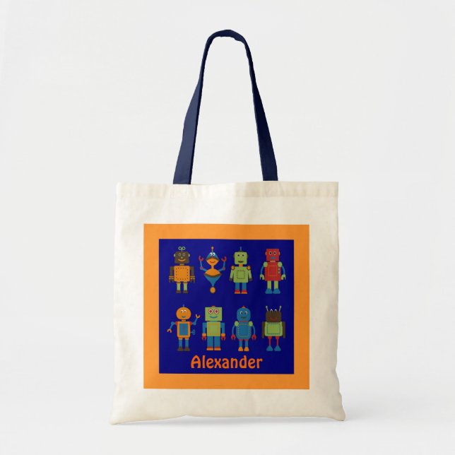 Robot Friends Child's Personalisierte Tote-Tasche Tragetasche (Vorne)