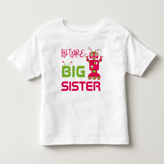 Robot Future Big Sister Kids Pink Niedlich Sicken Kleinkind T-shirt (Vorderseite)
