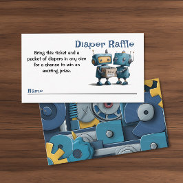 Robot Gearing Up for Baby & Books Diaper Raffles Begleitkarte