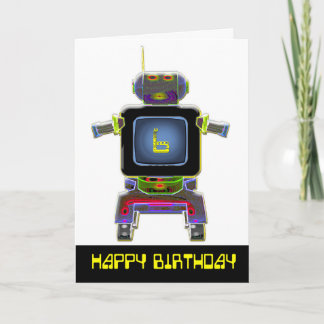 Robot Geburtstag 6 Jahre alte Geburtstagskarte Karte