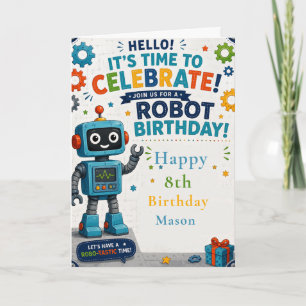 Robot Geburtstagsfeier Karte