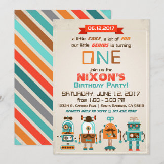 Robot Genius Future Builder Geburtstag Einladung