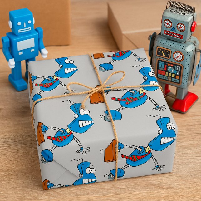 Robot Geschäftsmanager Geschenkpapier (Von Creator hochgeladen)