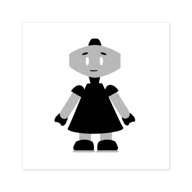Robot Girl Cartoon Gummistempel (Prägung)
