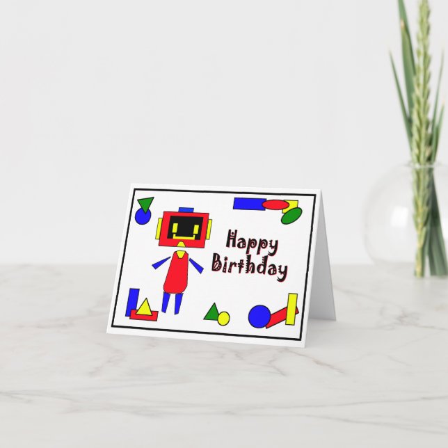 Robot Happy Birthday Karte (Vorderseite)