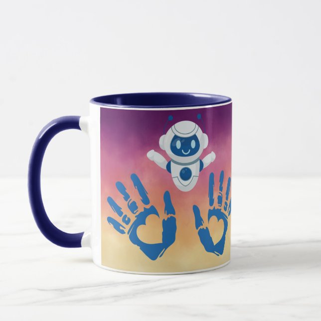Robot Heart Hands on Sunset Gradient Tasse (Links)