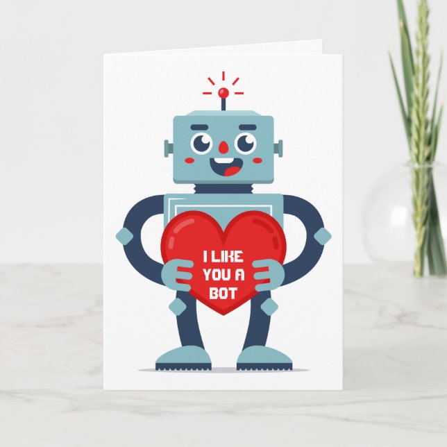 Robot Heart Niedlich Personalisiert Valentine Feiertagskarte (Vorderseite)
