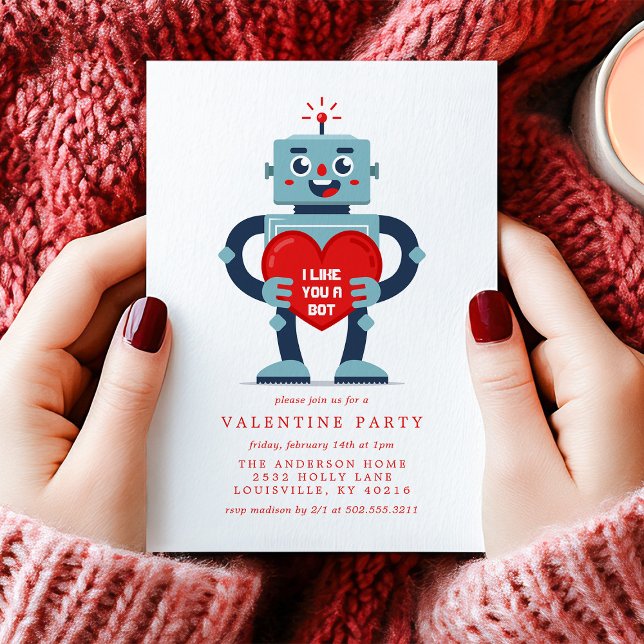 Robot Heart Niedlich Valentine's Day Party Einladung (Von Creator hochgeladen)