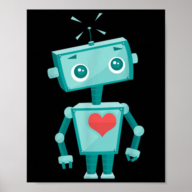 Robot Heart Valentinstag für Kinder Mädchen Poster (Vorne)