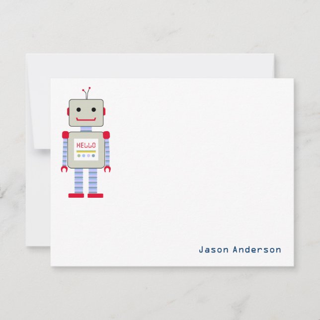 Robot "Hello" Stationery-Mitteilungskarten Mitteilungskarte (Vorderseite)