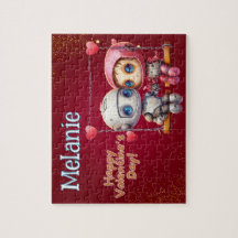 Robot individuelles Kindername Valentinstag Puzzle