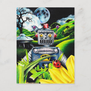 Robot Invasion - Science Fiction Artwork Postkarte