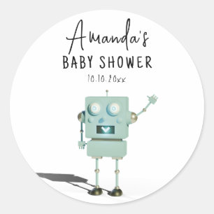 Robot-Jungen-Baby-Party Runder Aufkleber