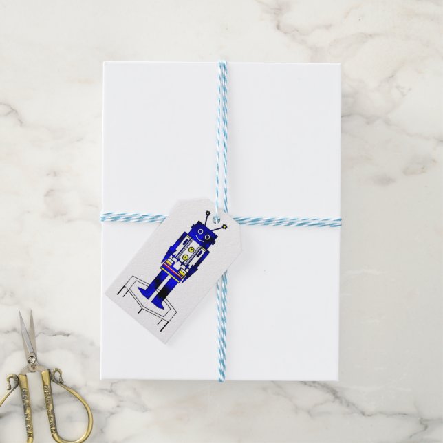 "Robot"-Jungs-Geschenkmarke Geschenkanhänger (Mit Garn)