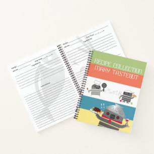 Robot Koch Party Personal Kochbuch Rezept Notebook Notizbuch