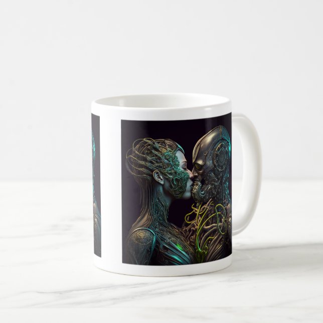 Robot Liebe Classic Tasse, 11 oz Kaffeetasse (VorderseiteRechts)