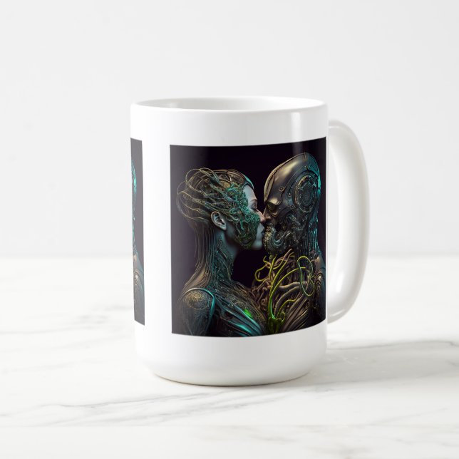 Robot Liebe Classic Tasse, 15 oz Kaffeetasse (VorderseiteRechts)