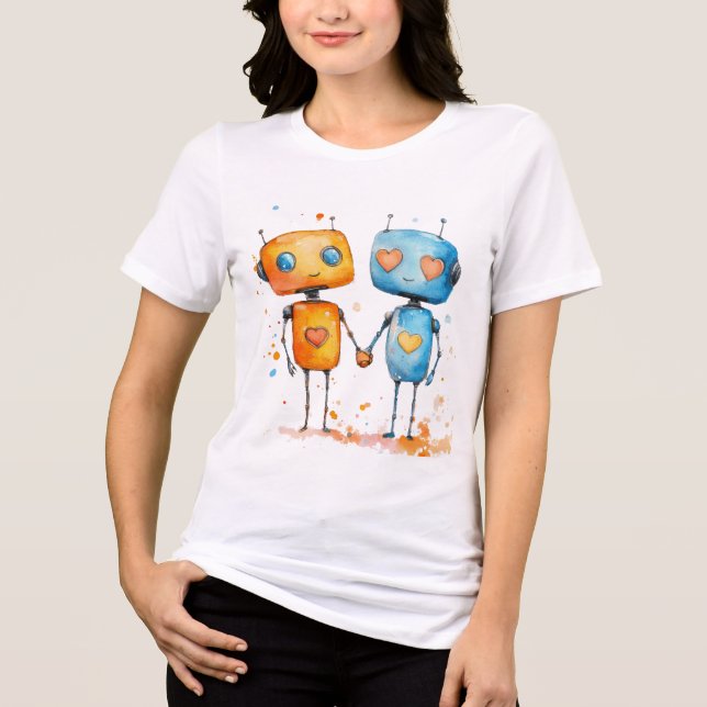 Robot-Liebe Clipart-Veröffentlichung Tri-Blend Shirt (Vorderseite)