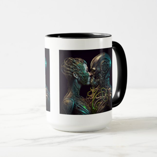Robot Liebe Combo Tasse, 15 oz Tasse (VorderseiteRechts)