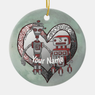Robot-Liebe Keramik Ornament