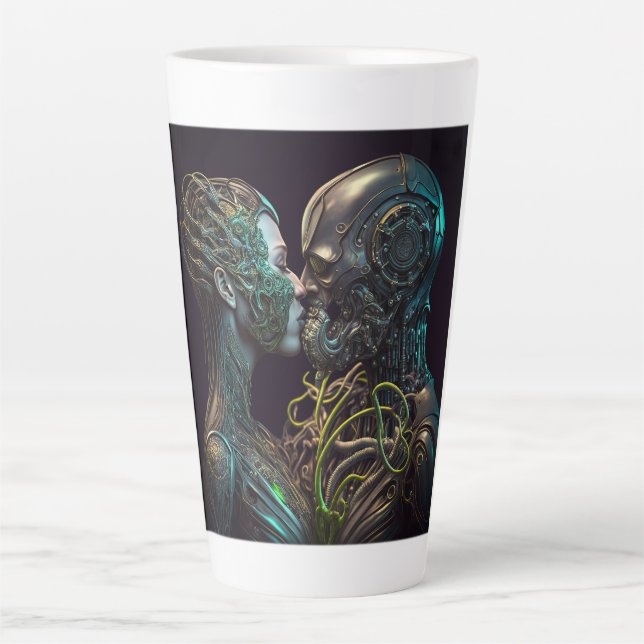 Robot Liebe Latte Tasse (Vorderseite)