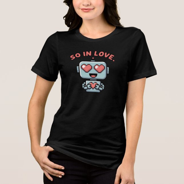 Robot Liebe T - Shirt, Tri-Blend Shirt (Vorderseite)