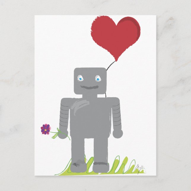Robot Liebe Valentine Feiertagspostkarte (Vorderseite)