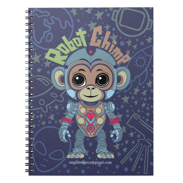 Robot Monkey Spiral Notebook Notizblock (Vorderseite)
