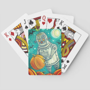 ROBOT PICKING PUMPKINS , HALLOWEEN MECHANISCHEN MA SPIELKARTEN