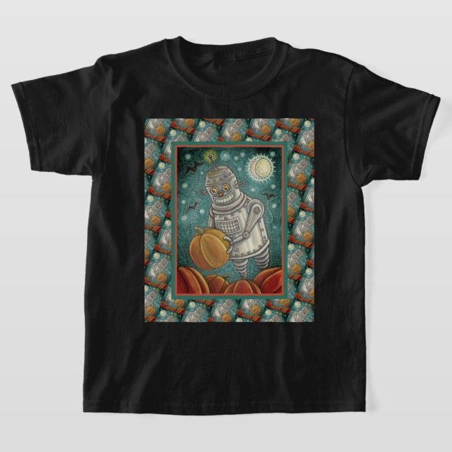 ROBOT PICKING PUMPKINS , HALLOWEEN MECHANISCHEN MA T-Shirt (Ablage )