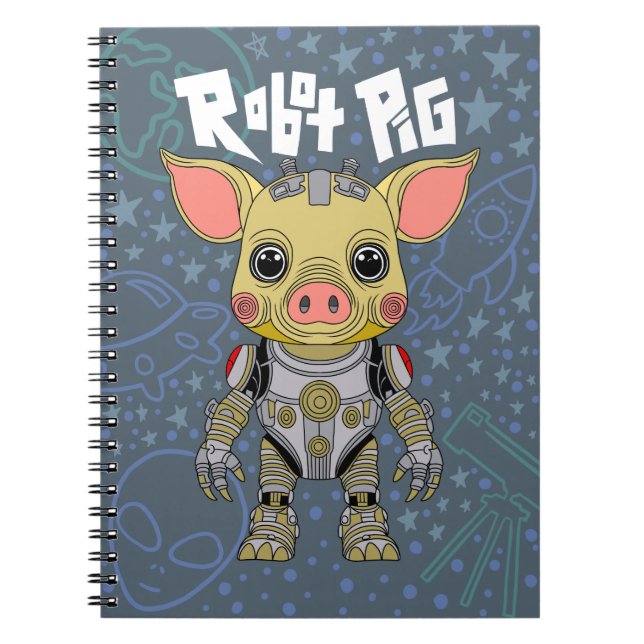 Robot Pig Spiral Foto Notebook Notizblock (Vorderseite)