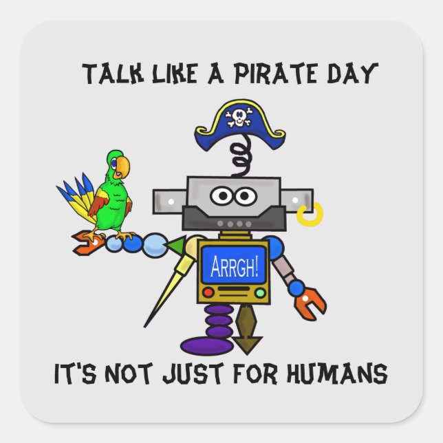 Robot Pirate "Talk like a Pirate Day" Aufkleber (Vorderseite)