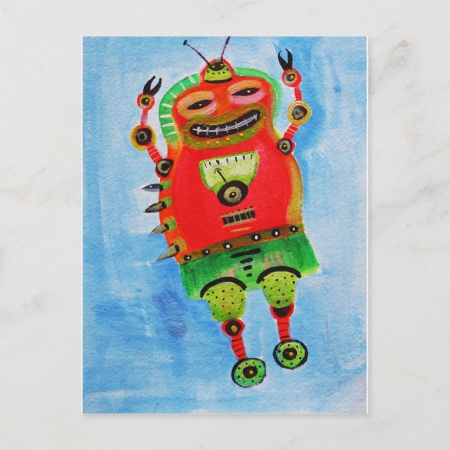ROBOT POP ART POSTKARTE (Vorderseite)