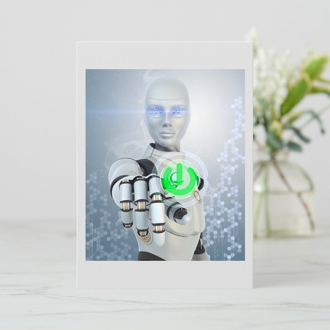 Robot Pushing Power Button Einladungen (Von Creator hochgeladen)