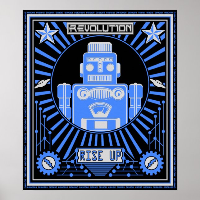 Robot Revolution Blau Poster (Vorne)
