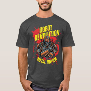 Robot Revolution Metal Mayhem Cyberpunk-Totenkopf- T-Shirt