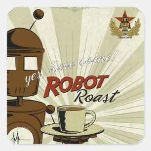 Robot Roast Quadratischer Aufkleber