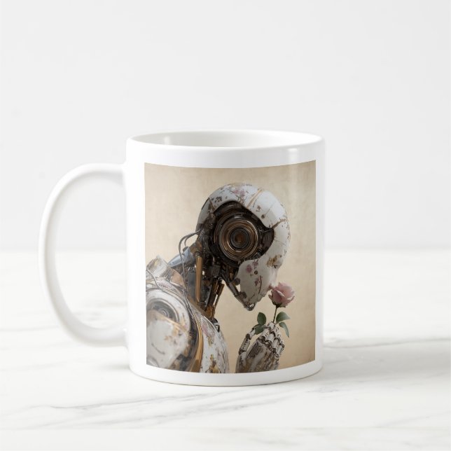 Robot & Rose Solarpunk-Tasse Kaffeetasse (Links)