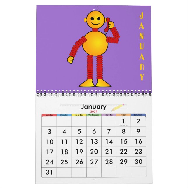 Robot sci-fi Cartoon Spaß Science Fiction Kalender (Jan 2027)