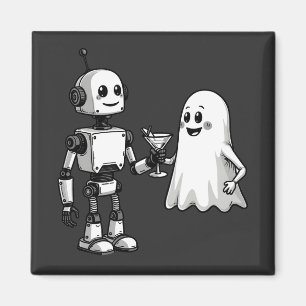 Robot Shaking Ghost Spooky Halloween Rebotic Magnet