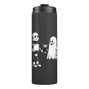 Robot Shaking Ghost Spooky Halloween Rebotic Thermosbecher