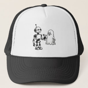 Robot Shaking Ghost Spooky Halloween Rebotic Truckerkappe