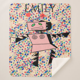 Robot-Sherpa-Decke für Mädchen. Individuelle Name. Sherpadecke