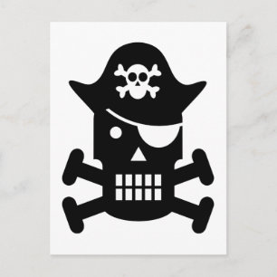 Robot Skull & Crossbones Pirate Silhouette Postkarte