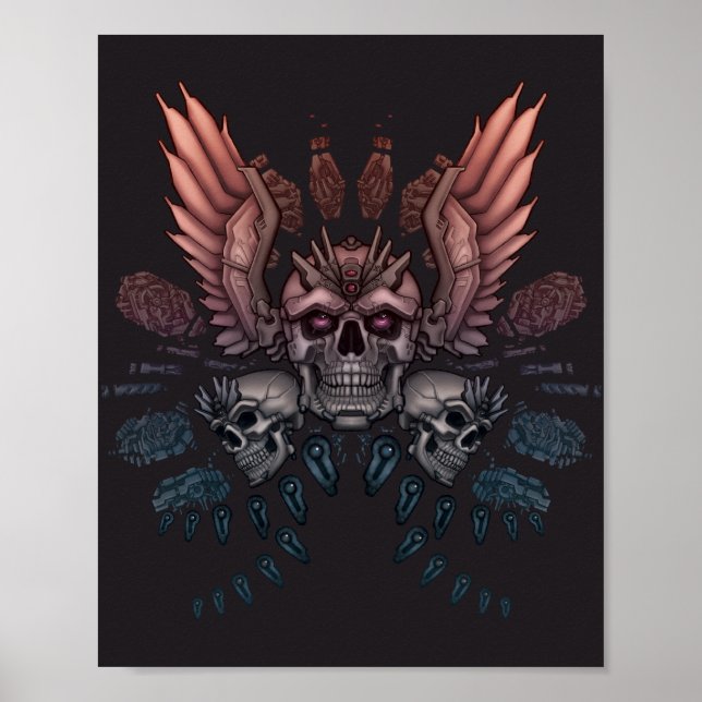 Robot Skull + Flüge Poster (Vorne)