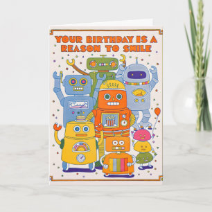 Robot Smile Geburtstags-Letterpress-Karte Karte