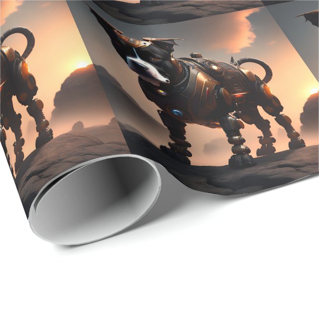 Robot Staffordshire Bull Terrier, Geschenkpapier (Rolleneckpunkt)